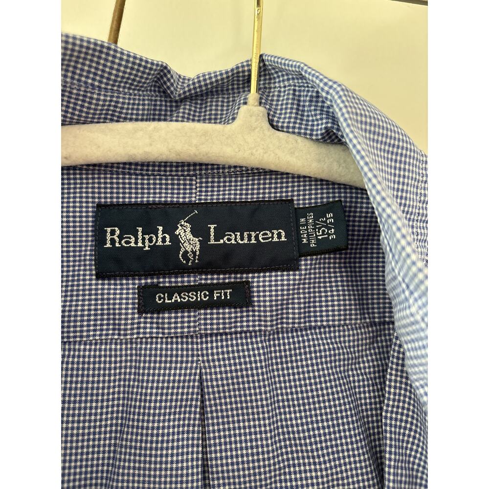 Ralph Lauren Classic Fit Blue Check Button Down Shirt M - Picture 3 of 5